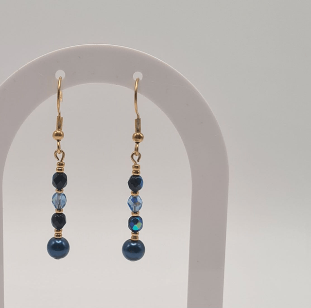 Santorin bleu/doré  (Boucles d'oreilles)