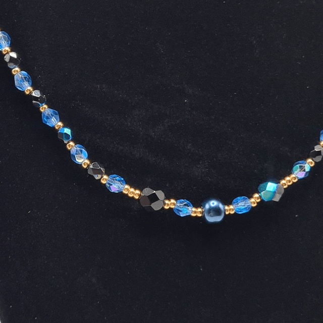 Santorin bleu/doré (Collier)