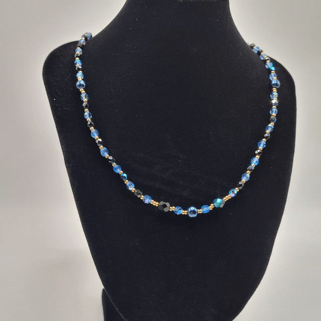 Santorin bleu/doré (Collier)